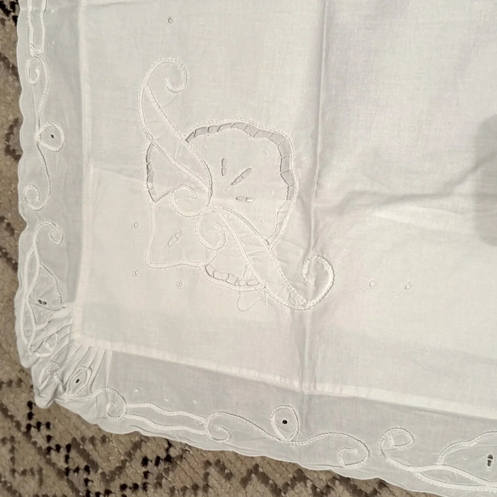 Vintage Scalloped Edge Raffle Cotton 3ps Set Duvet & 2 Shams